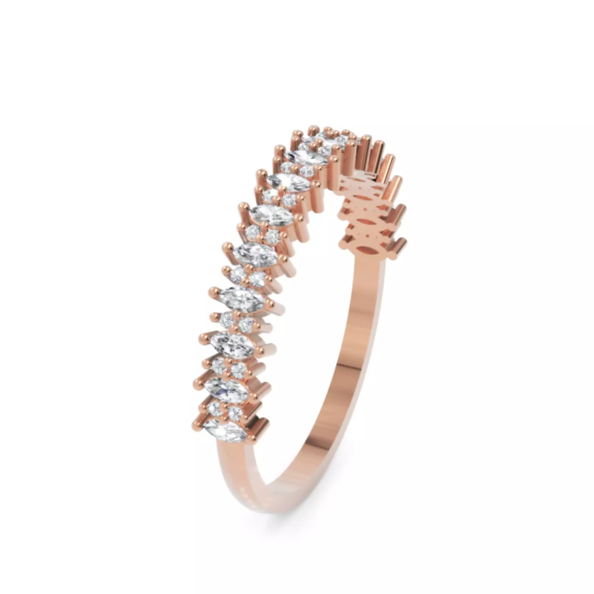 Marquise and Round Diamond Band - Fine Jewellery Model 3D print model_4
