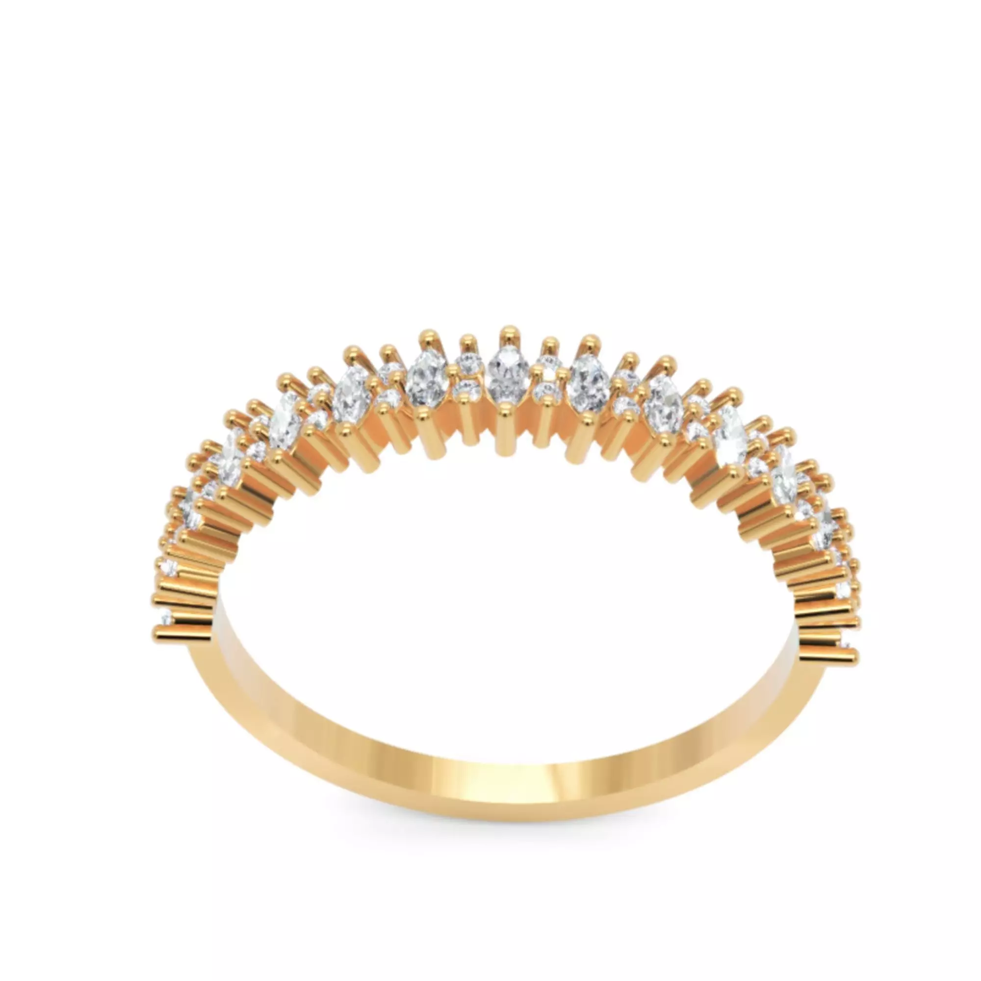 Marquise and Round Diamond Band - Fine Jewellery Model 3D print model_2