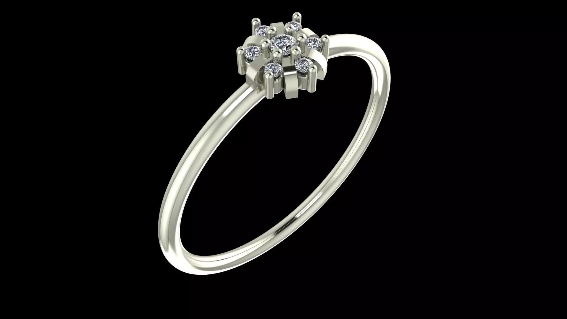 Classic Cluster Diamond Ring - 14K Gold Fine Jewellery 3D Model 3D print model_4
