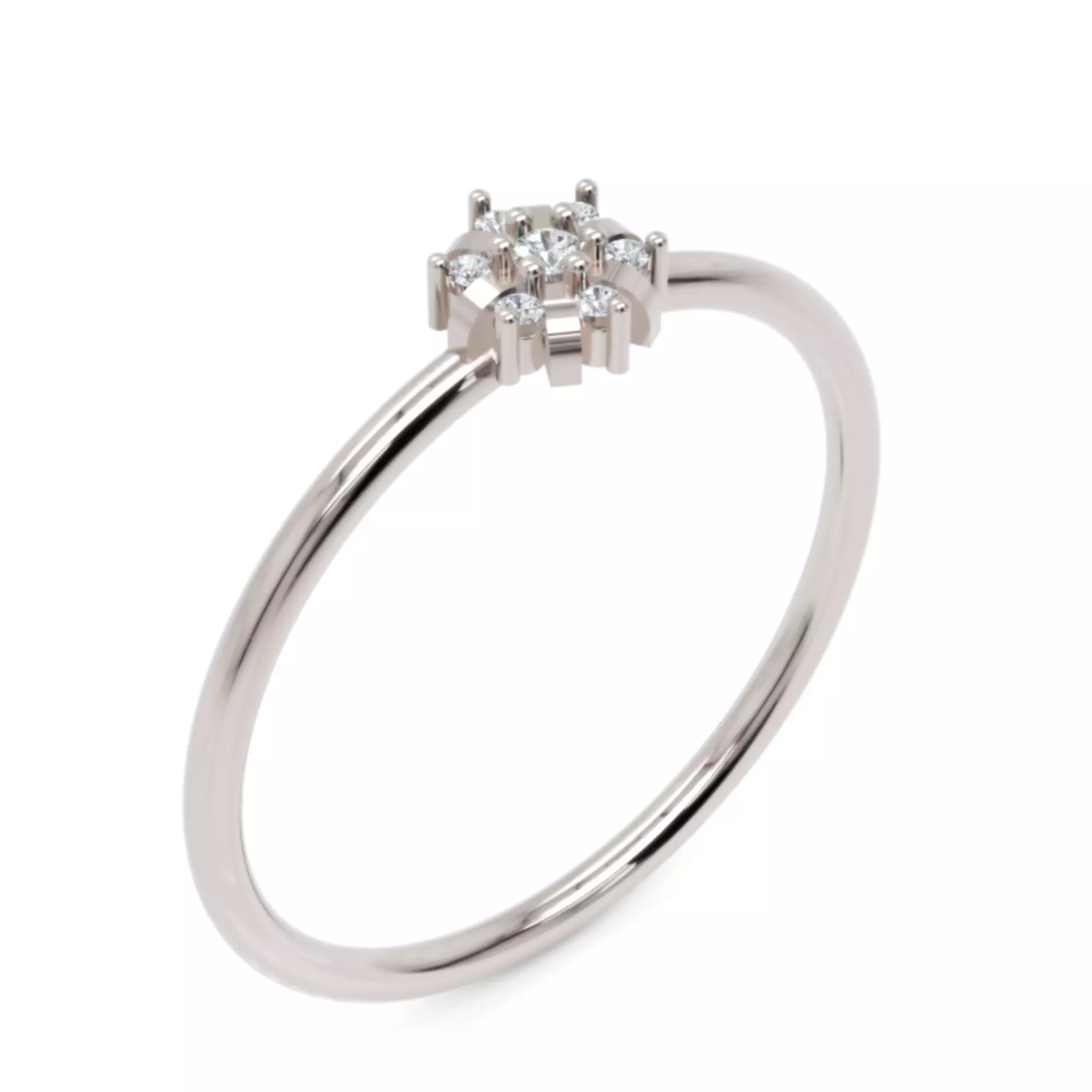 Classic Cluster Diamond Ring - 14K Gold Fine Jewellery 3D Model 3D print model_1