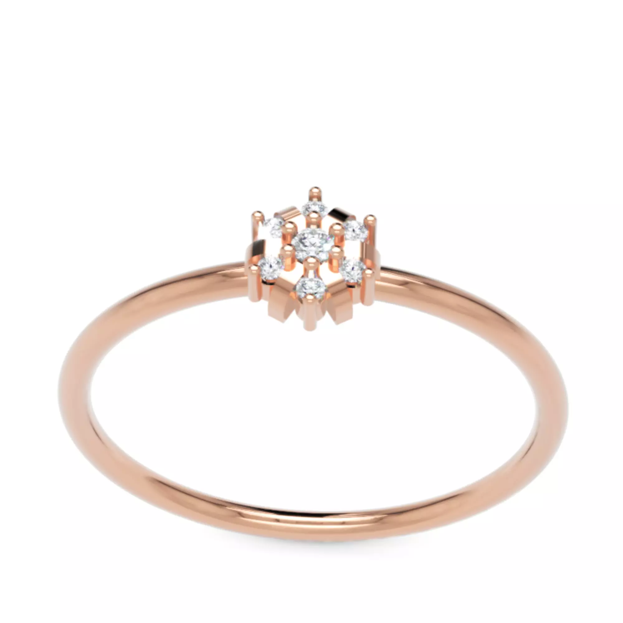 Classic Cluster Diamond Ring - 14K Gold Fine Jewellery 3D Model 3D print model_3