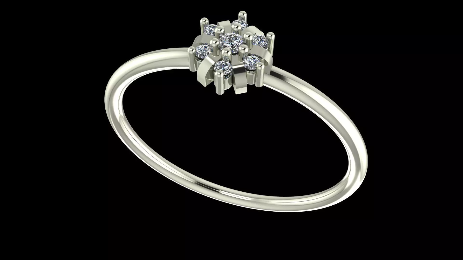 Classic Cluster Diamond Ring - 14K Gold Fine Jewellery 3D Model 3D print model_5