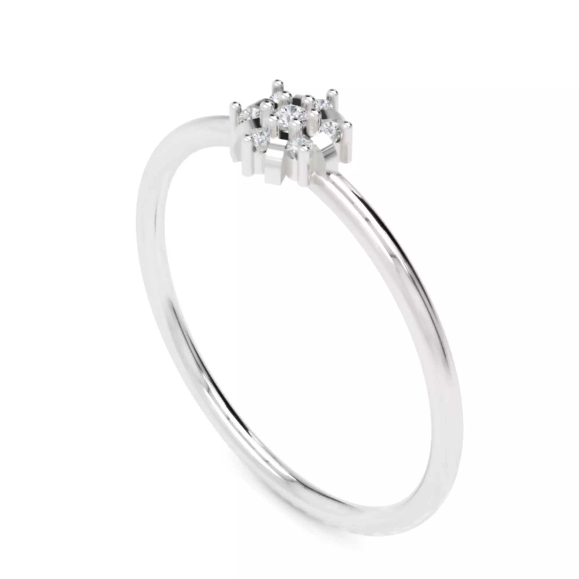 Classic Cluster Diamond Ring - 14K Gold Fine Jewellery 3D Model 3D print model_0