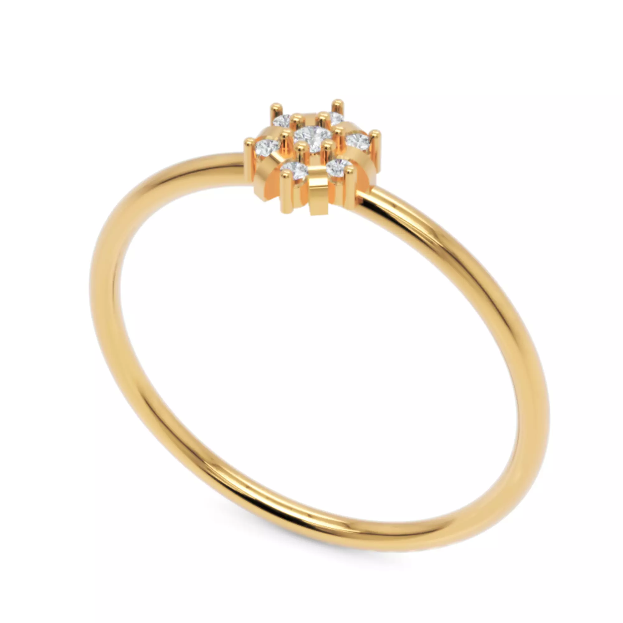 Classic Cluster Diamond Ring - 14K Gold Fine Jewellery 3D Model 3D print model_2
