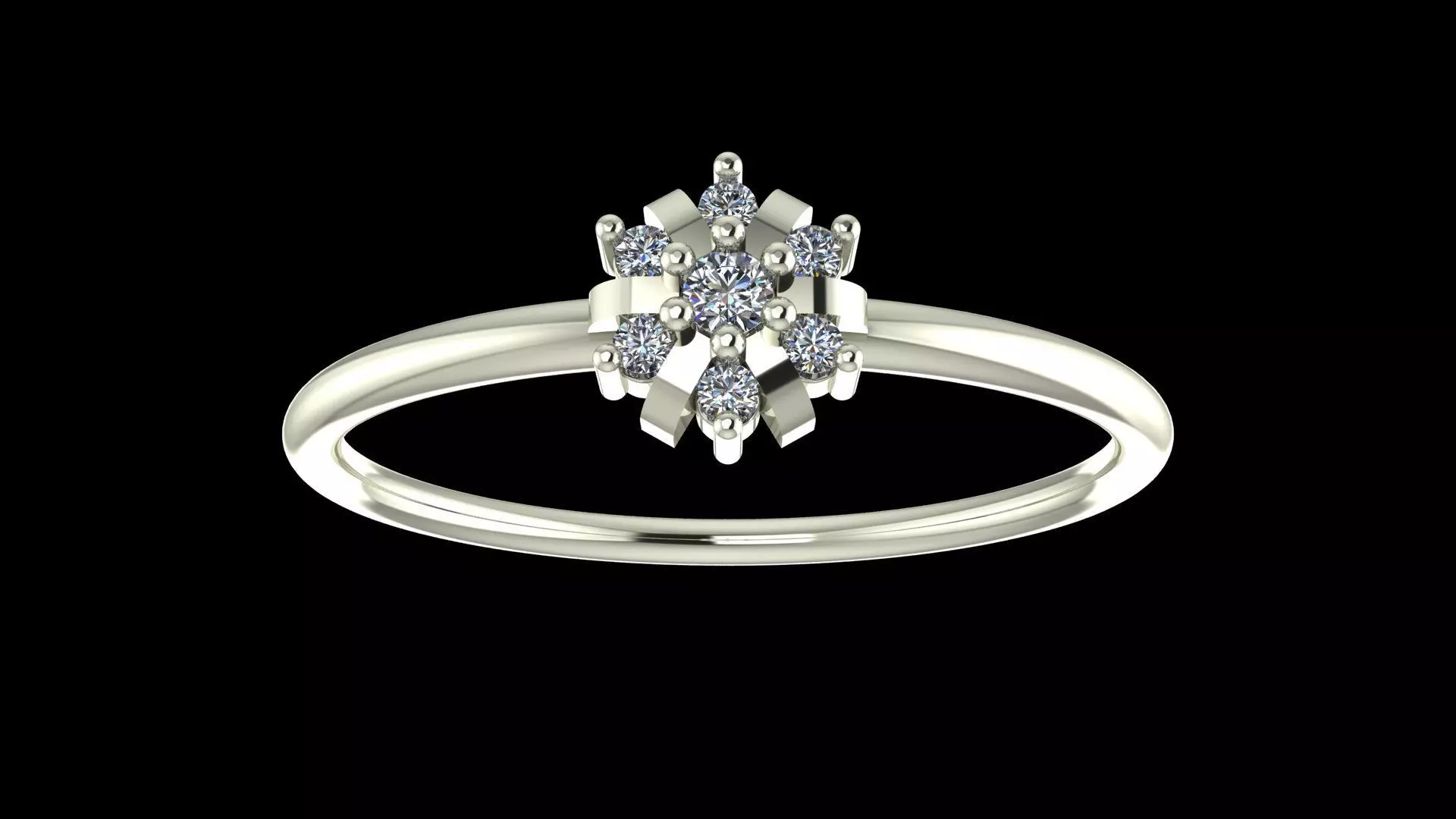Classic Cluster Diamond Ring - 14K Gold Fine Jewellery 3D Model 3D print model_6