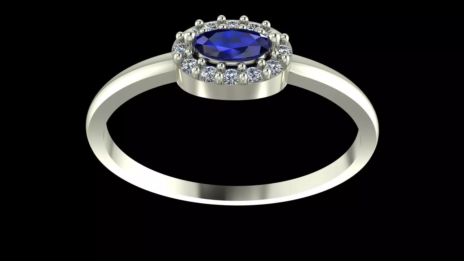 Oval Halo Diamond Ring - Minimal 14K Gold Fine Jewellery 3D print model_5