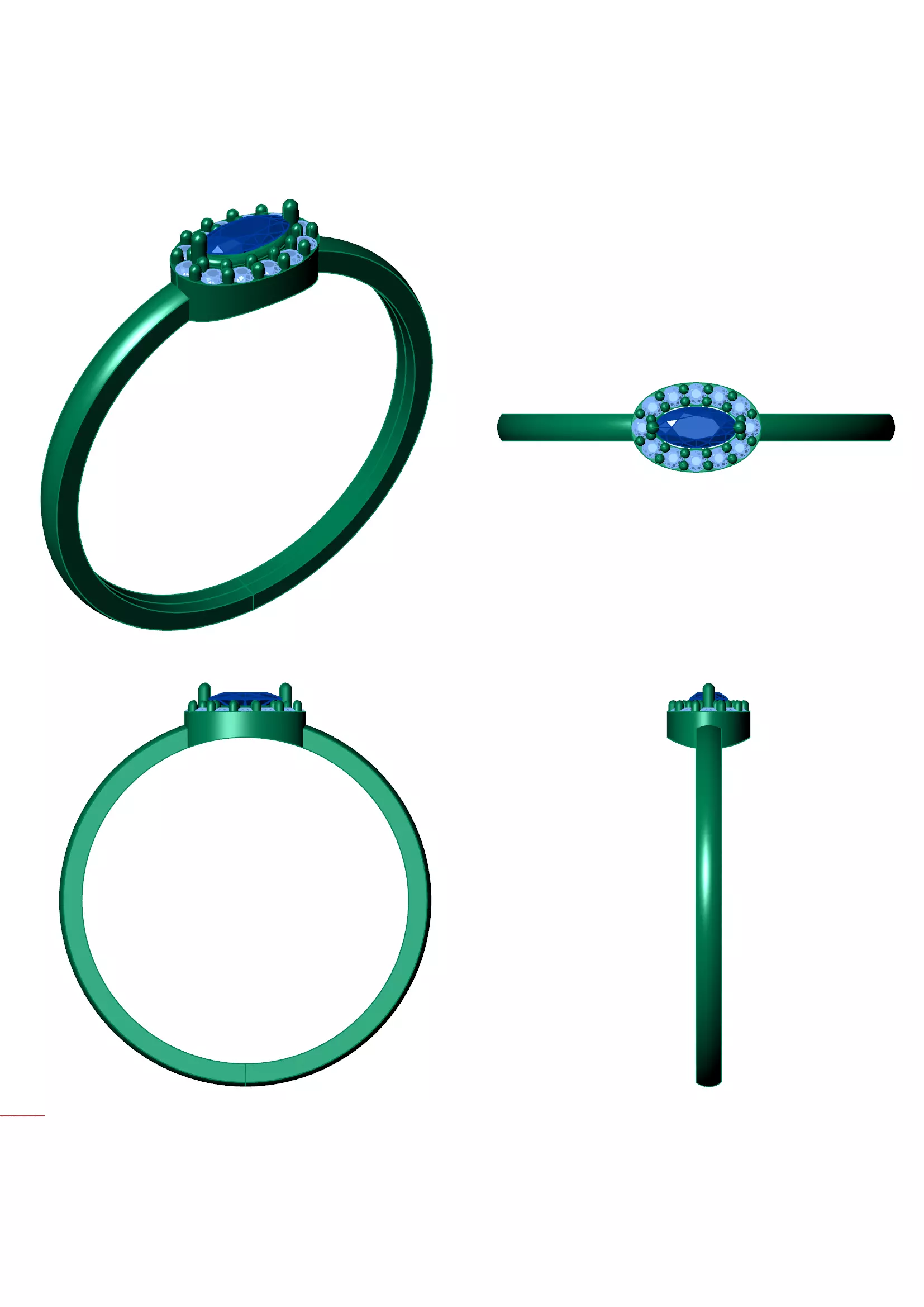 Oval Halo Diamond Ring - Minimal 14K Gold Fine Jewellery 3D print model_8