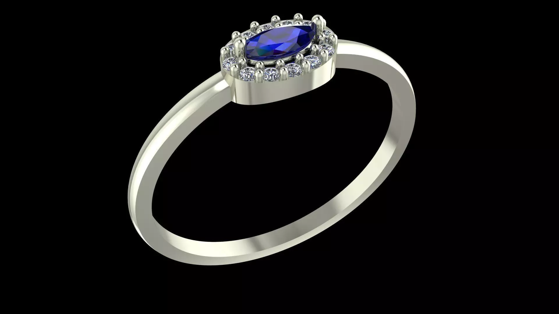 Oval Halo Diamond Ring - Minimal 14K Gold Fine Jewellery 3D print model_6