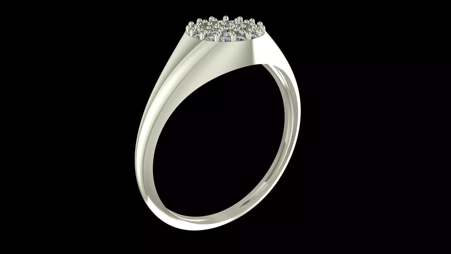 Halo Signet Diamond Ring - 14K Gold Modern Fine Jewellery 3D print model_7