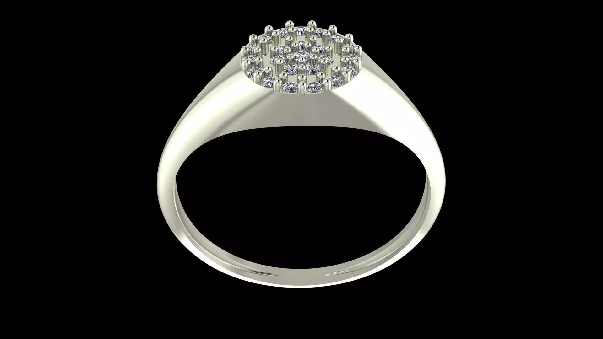 Halo Signet Diamond Ring - 14K Gold Modern Fine Jewellery 3D print model_8