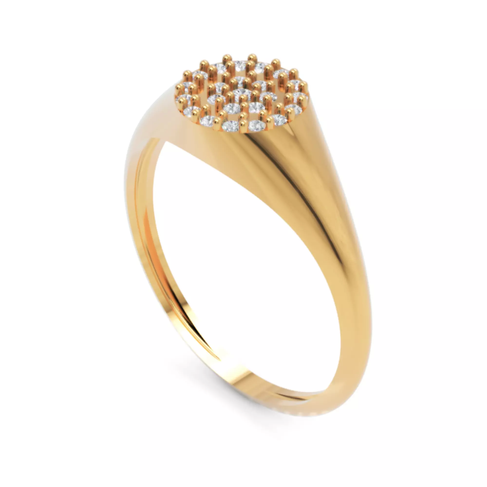 Halo Signet Diamond Ring - 14K Gold Modern Fine Jewellery 3D print model_3