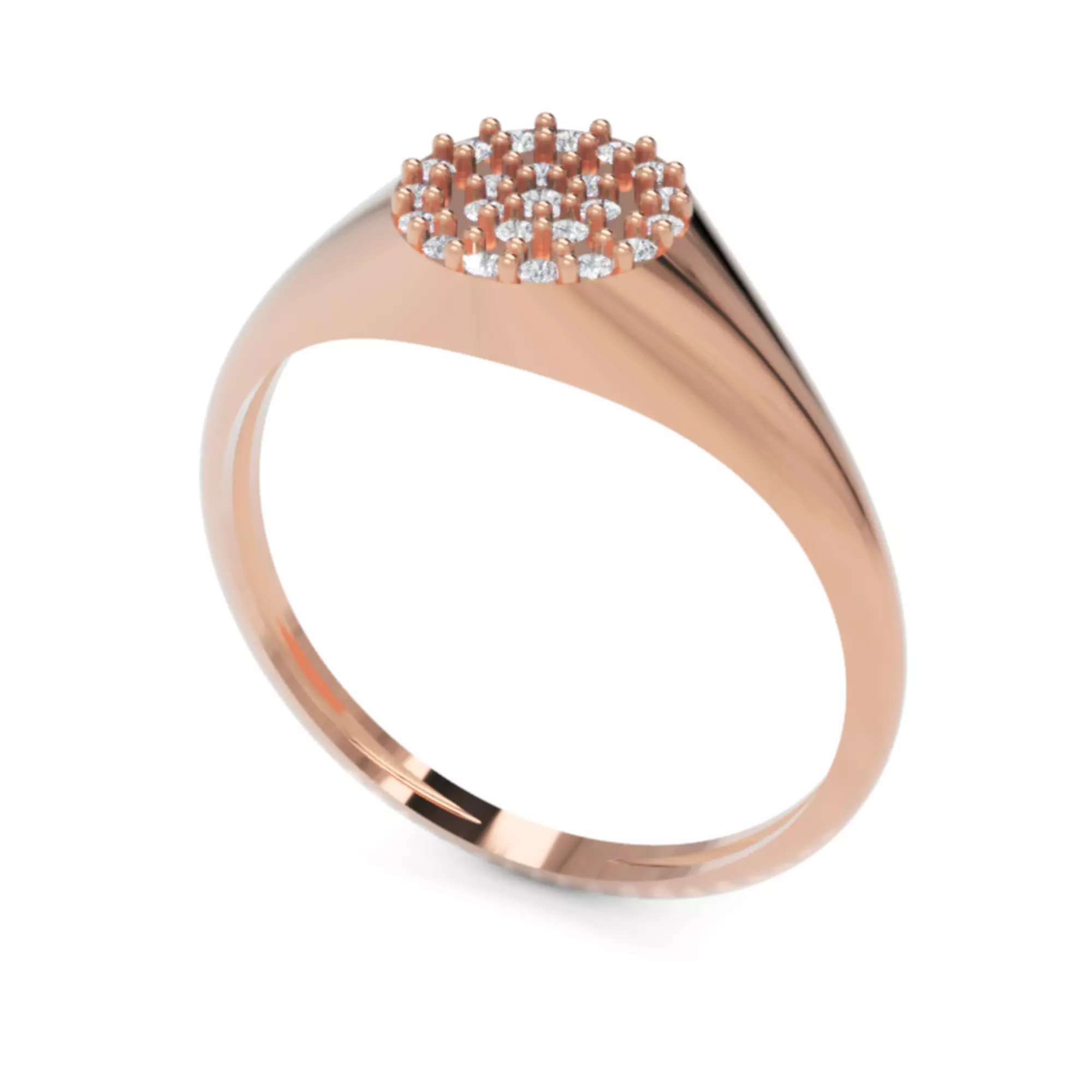 Halo Signet Diamond Ring - 14K Gold Modern Fine Jewellery 3D print model_5