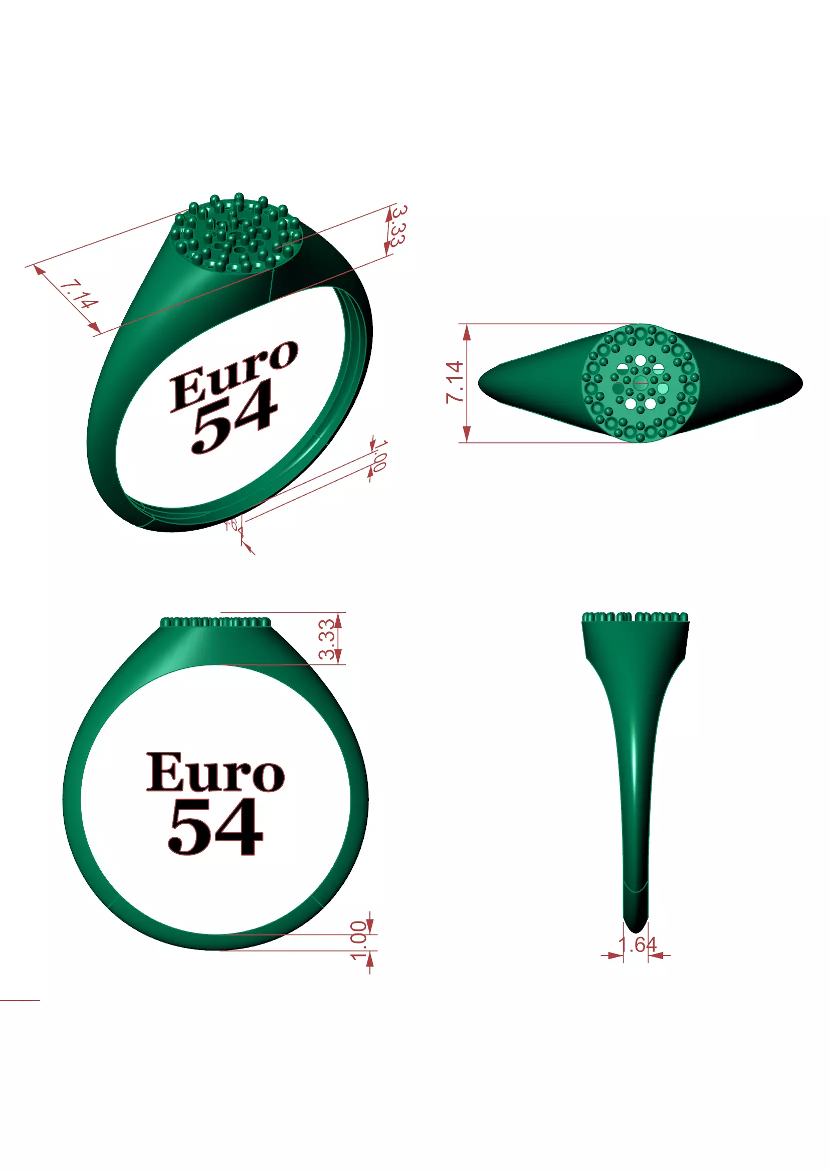 Halo Signet Diamond Ring - 14K Gold Modern Fine Jewellery 3D print model_10