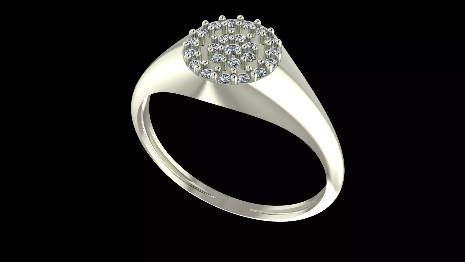 Halo Signet Diamond Ring - 14K Gold Modern Fine Jewellery 3D print model_6