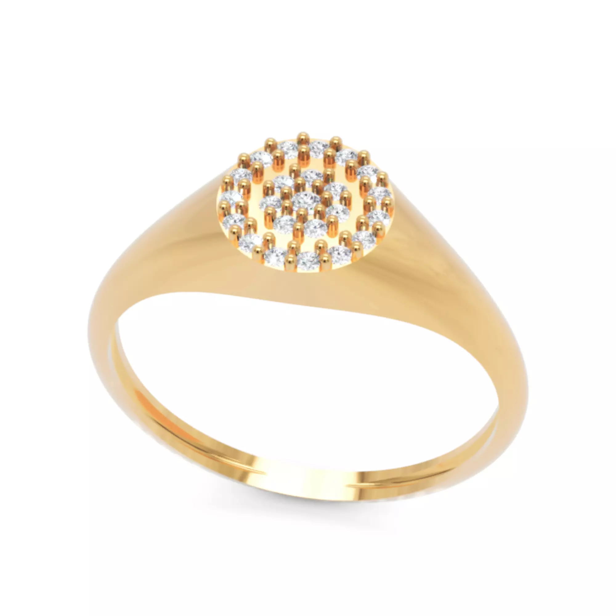 Halo Signet Diamond Ring - 14K Gold Modern Fine Jewellery 3D print model_2