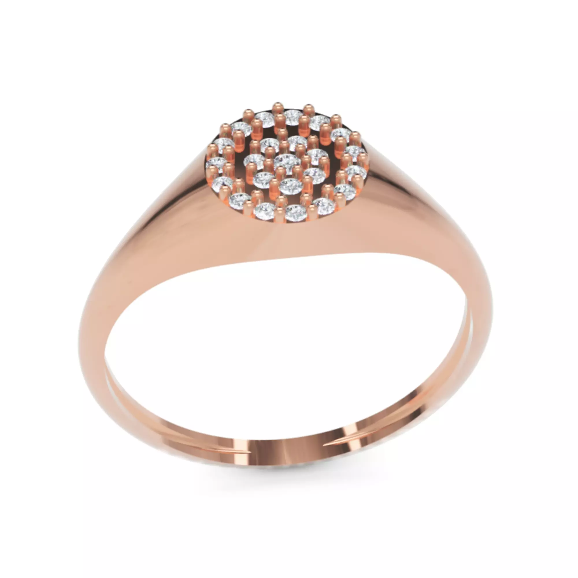 Halo Signet Diamond Ring - 14K Gold Modern Fine Jewellery 3D print model_4