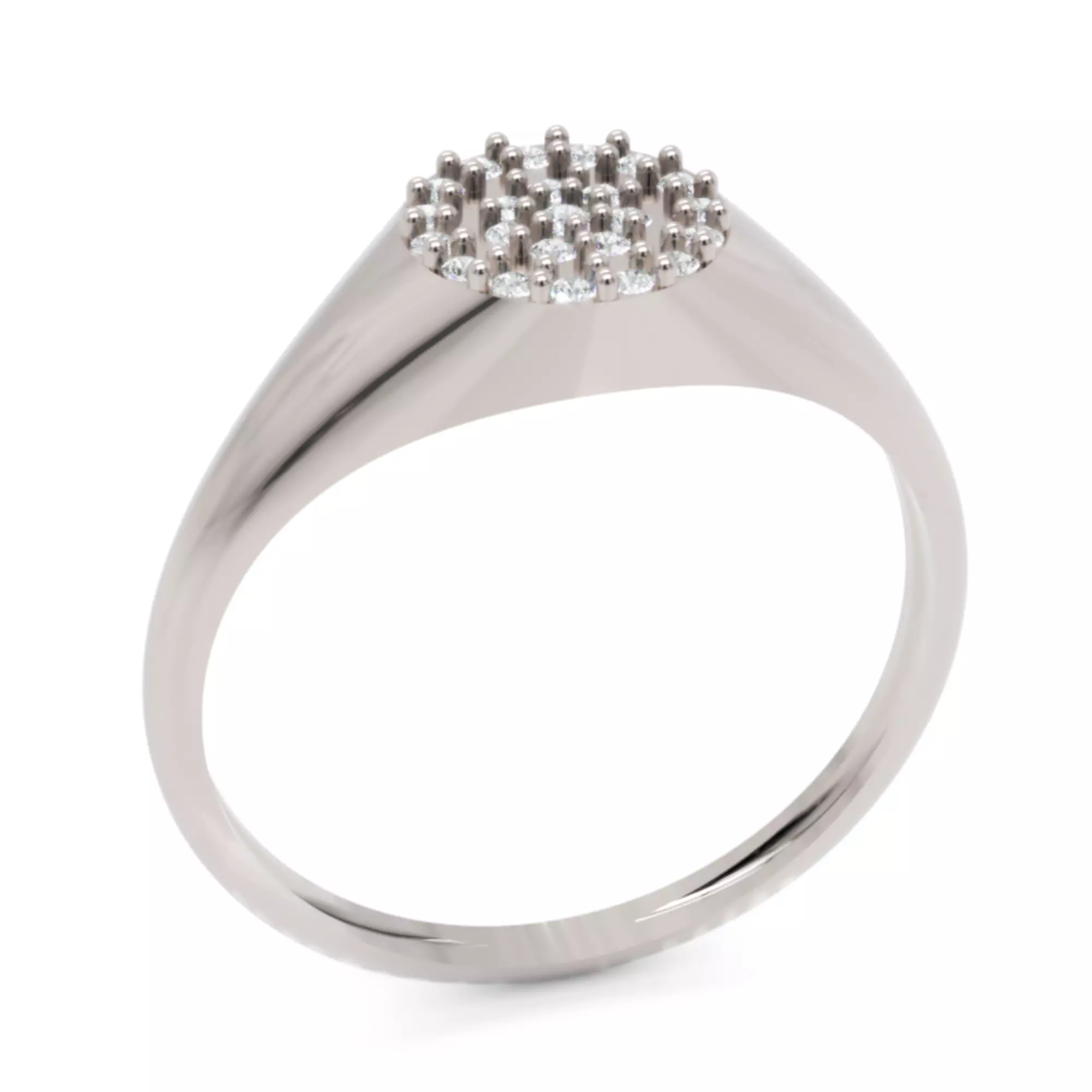 Halo Signet Diamond Ring - 14K Gold Modern Fine Jewellery 3D print model_1