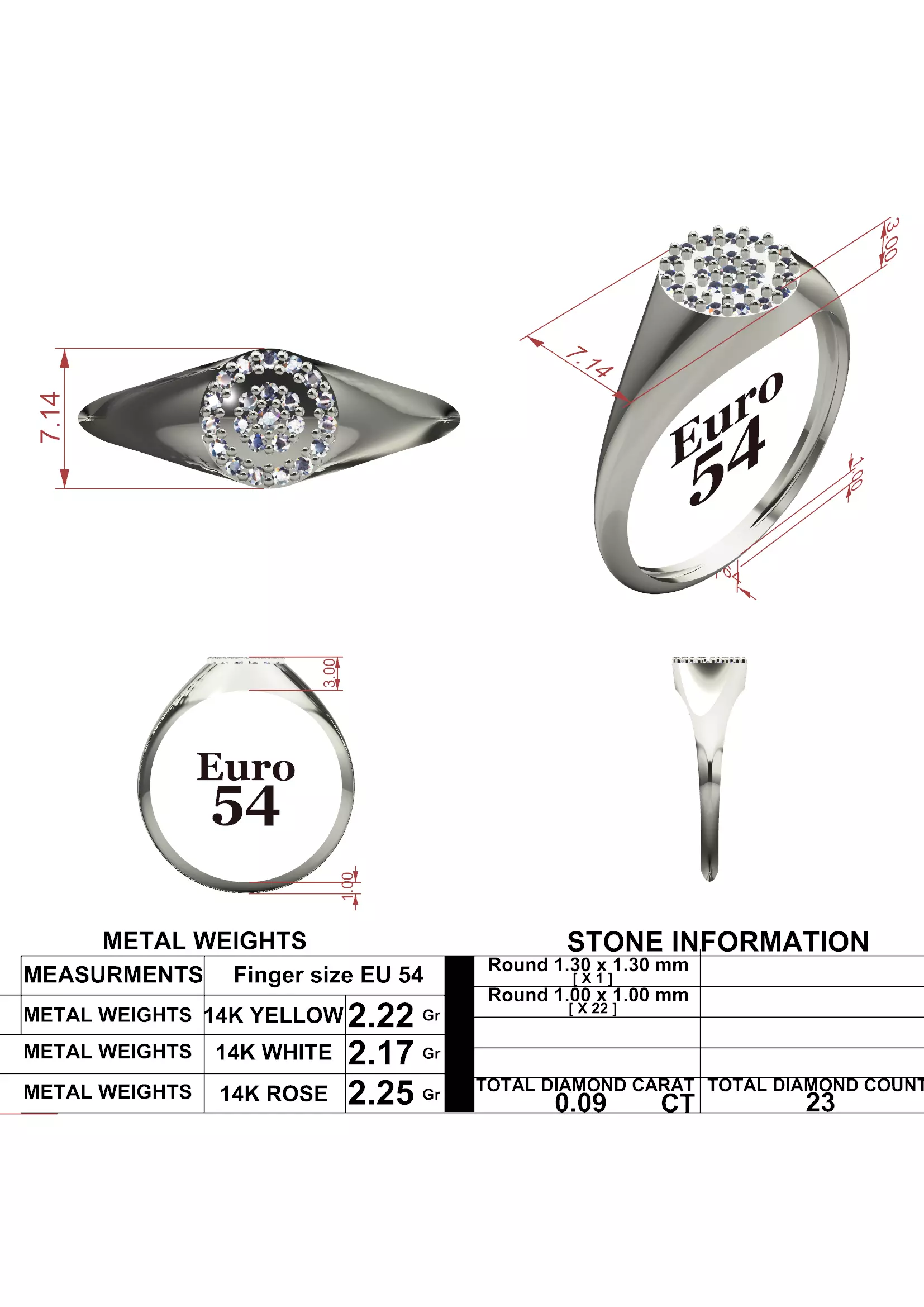 Halo Signet Diamond Ring - 14K Gold Modern Fine Jewellery 3D print model_11