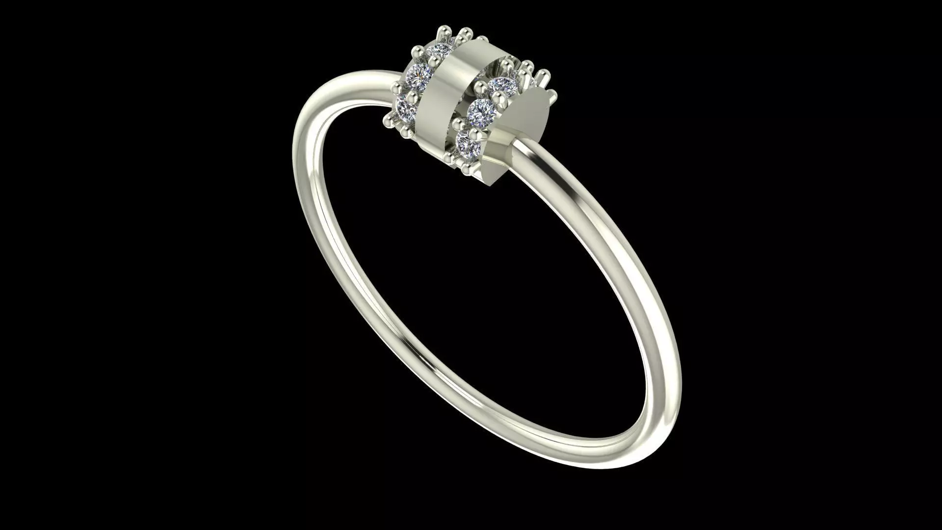 Double Row Diamond Band - 14K Modern Gold Fine Jewellery 3D print model_9