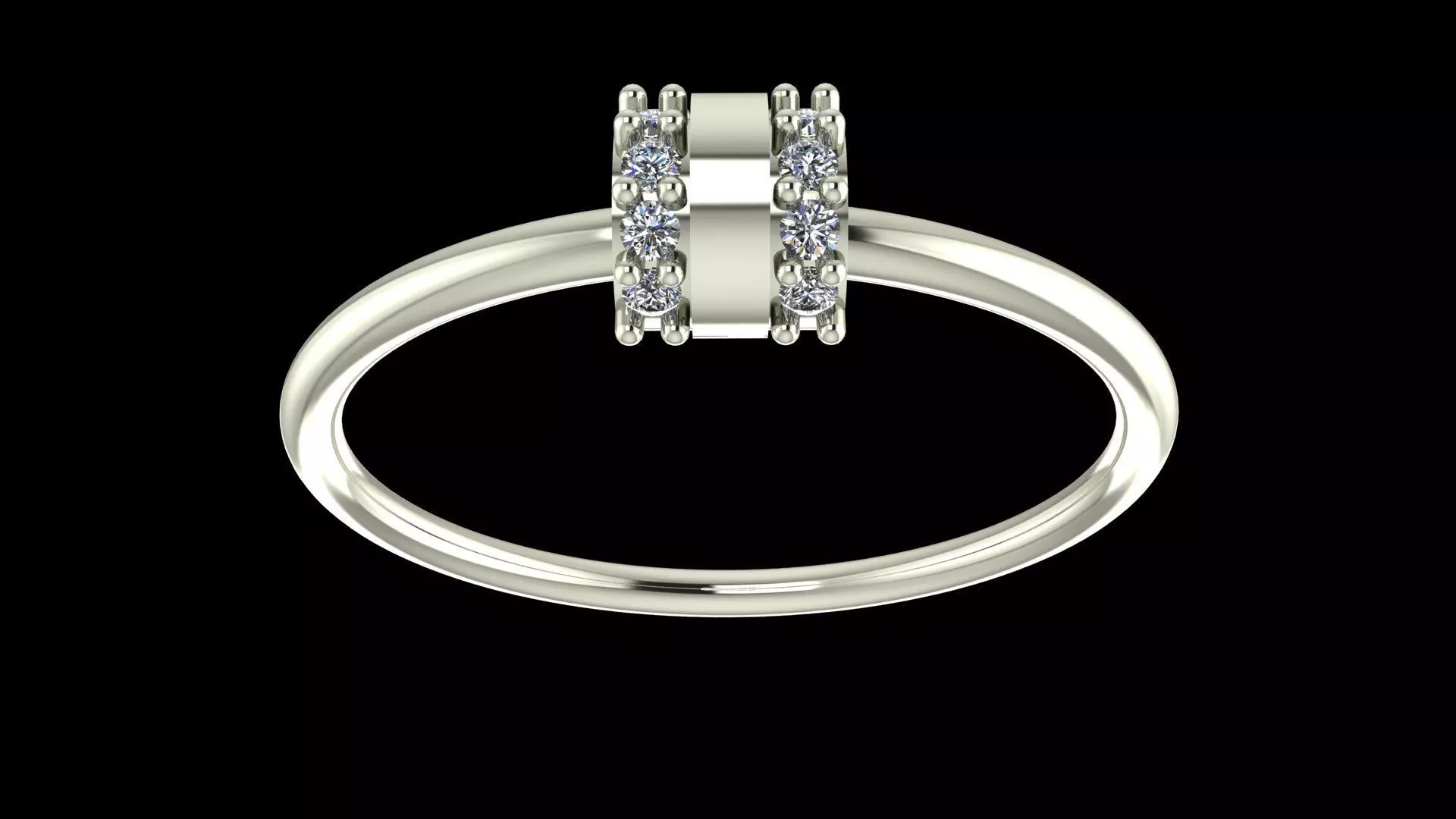 Double Row Diamond Band - 14K Modern Gold Fine Jewellery 3D print model_7