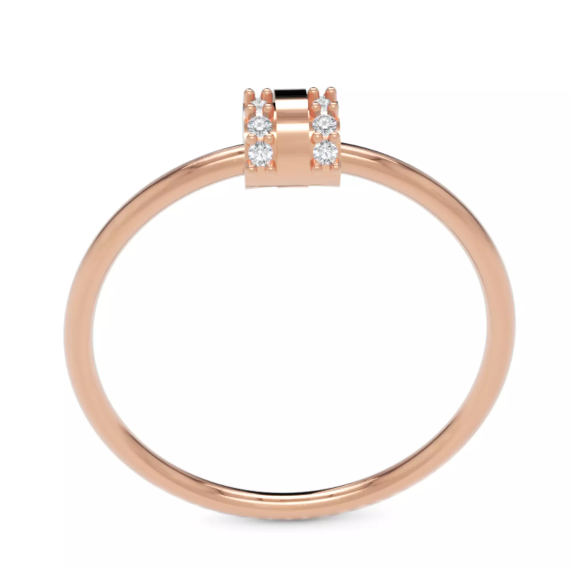 Double Row Diamond Band - 14K Modern Gold Fine Jewellery 3D print model_5