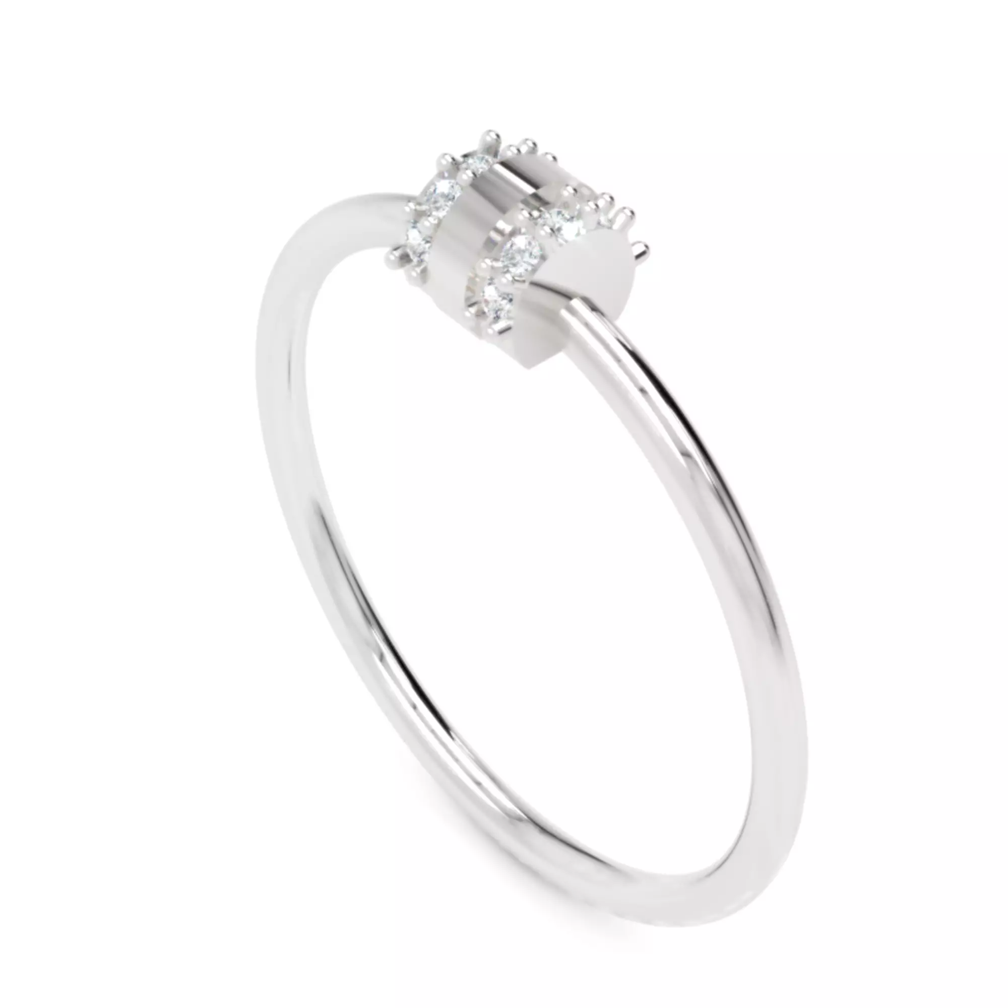 Double Row Diamond Band - 14K Modern Gold Fine Jewellery 3D print model_0