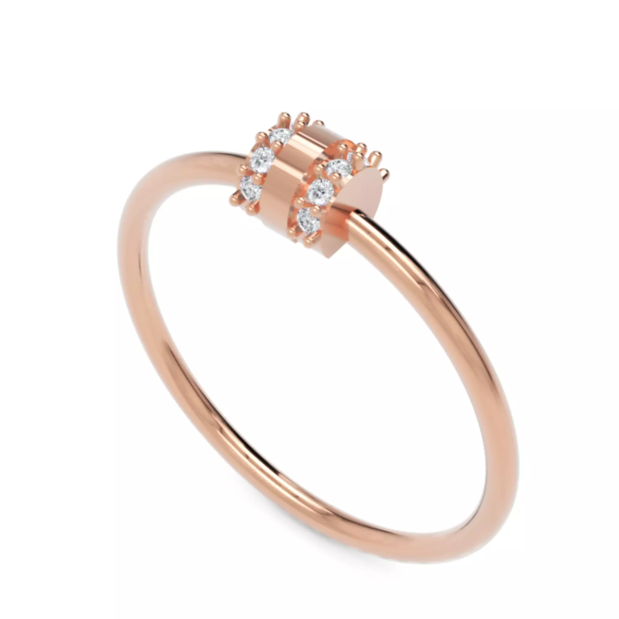 Double Row Diamond Band - 14K Modern Gold Fine Jewellery 3D print model_4