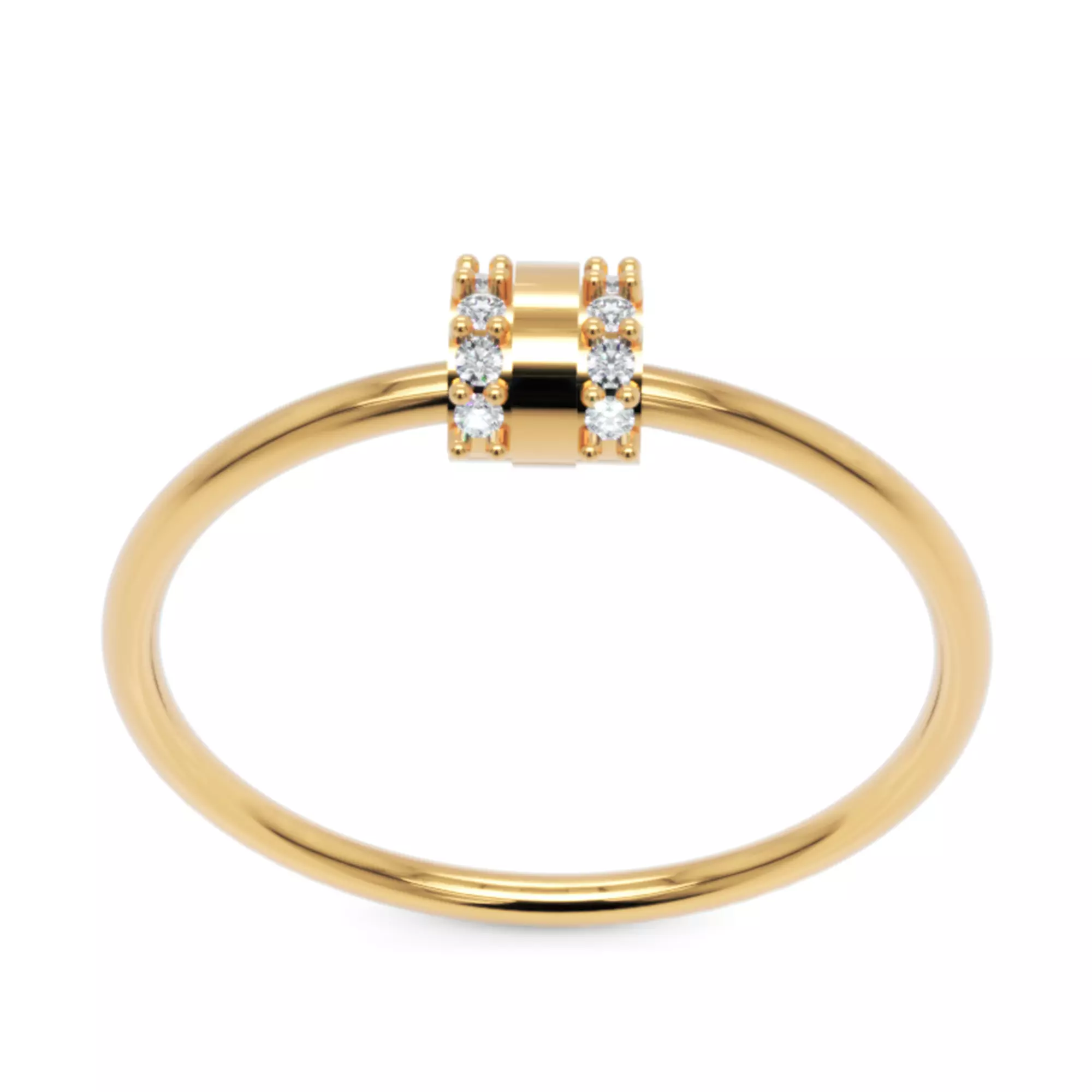 Double Row Diamond Band - 14K Modern Gold Fine Jewellery 3D print model_3