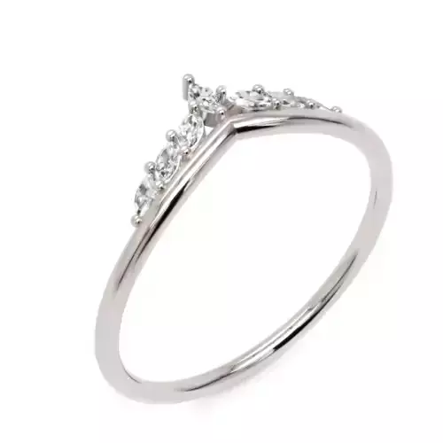 V-Shape Marquise Diamond Ring - Fine 14K Gold Jewellery 3D Model