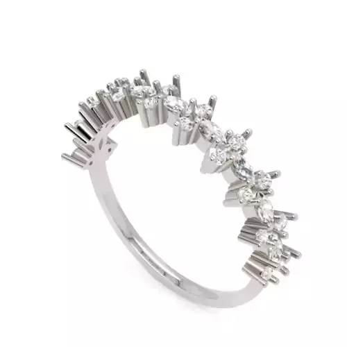Marquise and Round Diamond Band - Luxury Jewellery Model