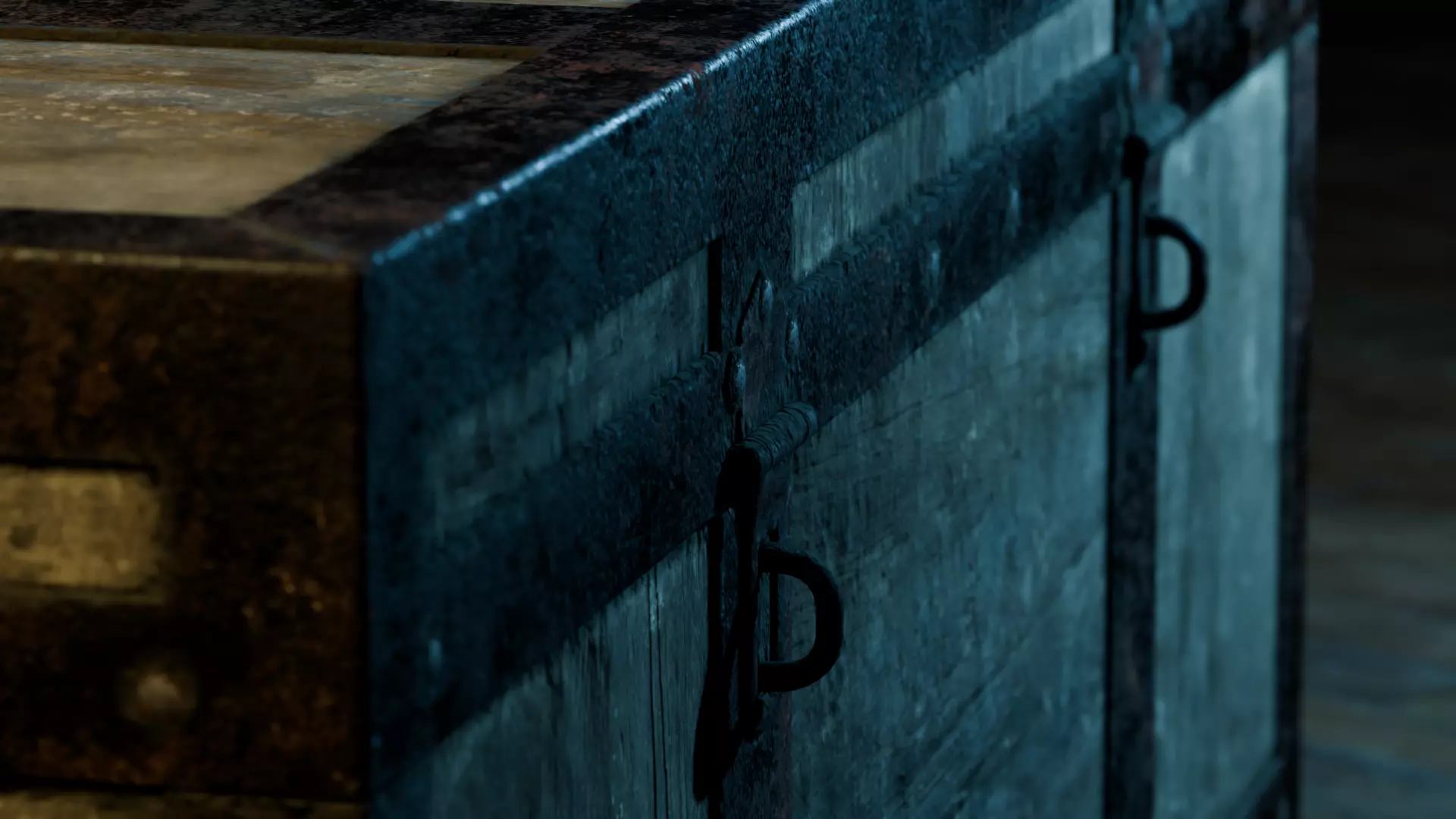 Vintage old chest Low-poly 3D model_1