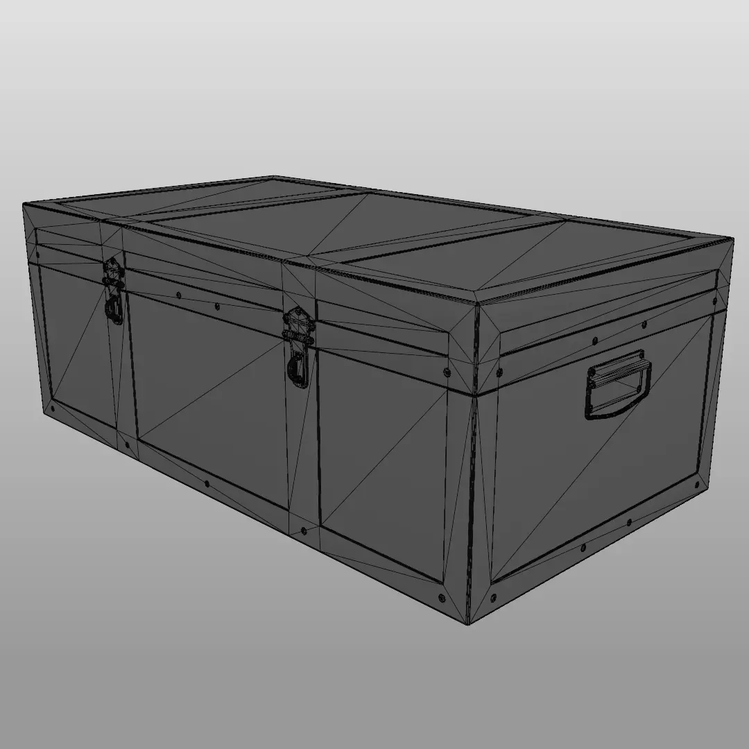 Vintage old chest Low-poly 3D model_4