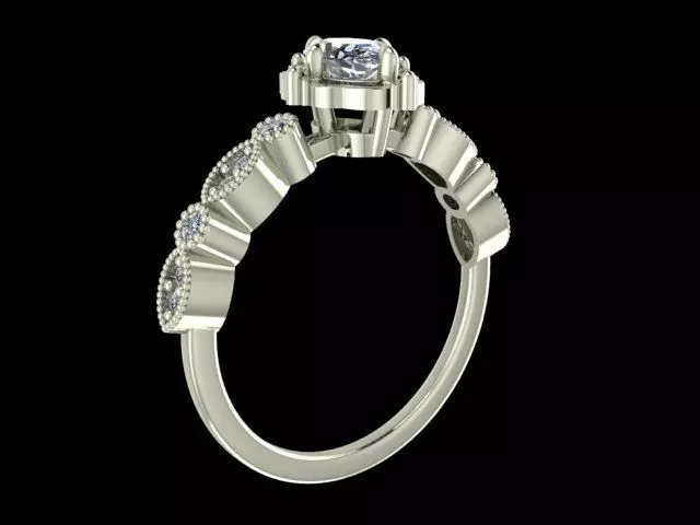 Oval Vintage Diamond Engagement Ring - Fine 14K Gold Jewellery 3D print model_8