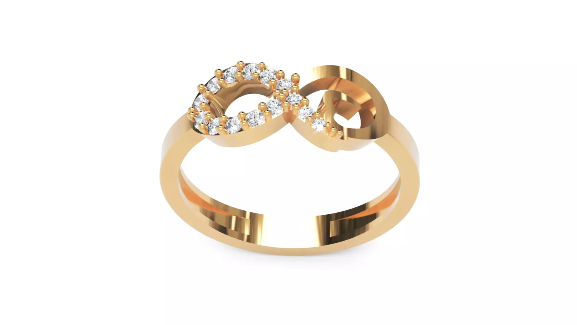 Infinity Diamond Ring - Elegant 14K Gold Fine Jewellery 3D print model_3