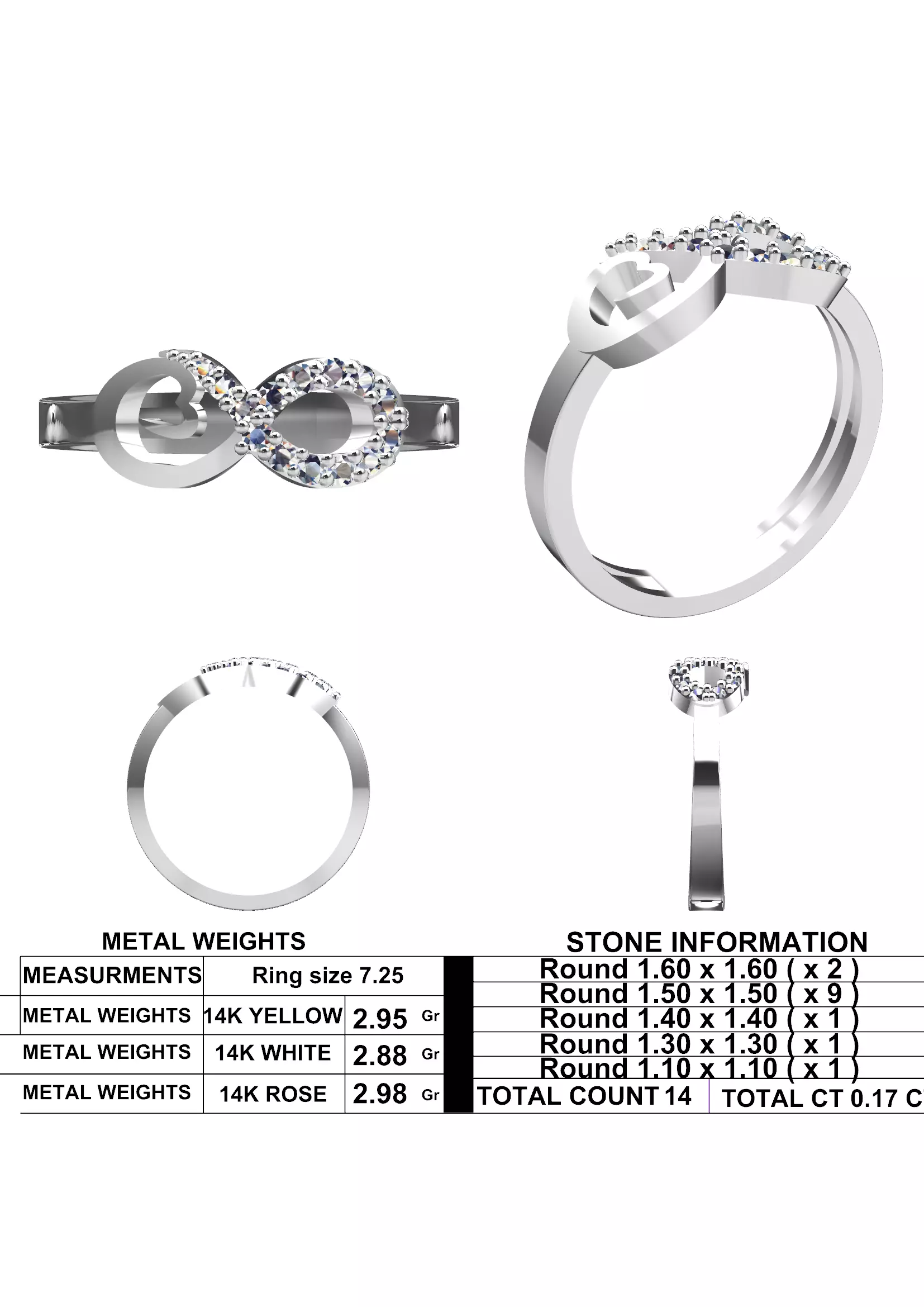 Infinity Diamond Ring - Elegant 14K Gold Fine Jewellery 3D print model_10