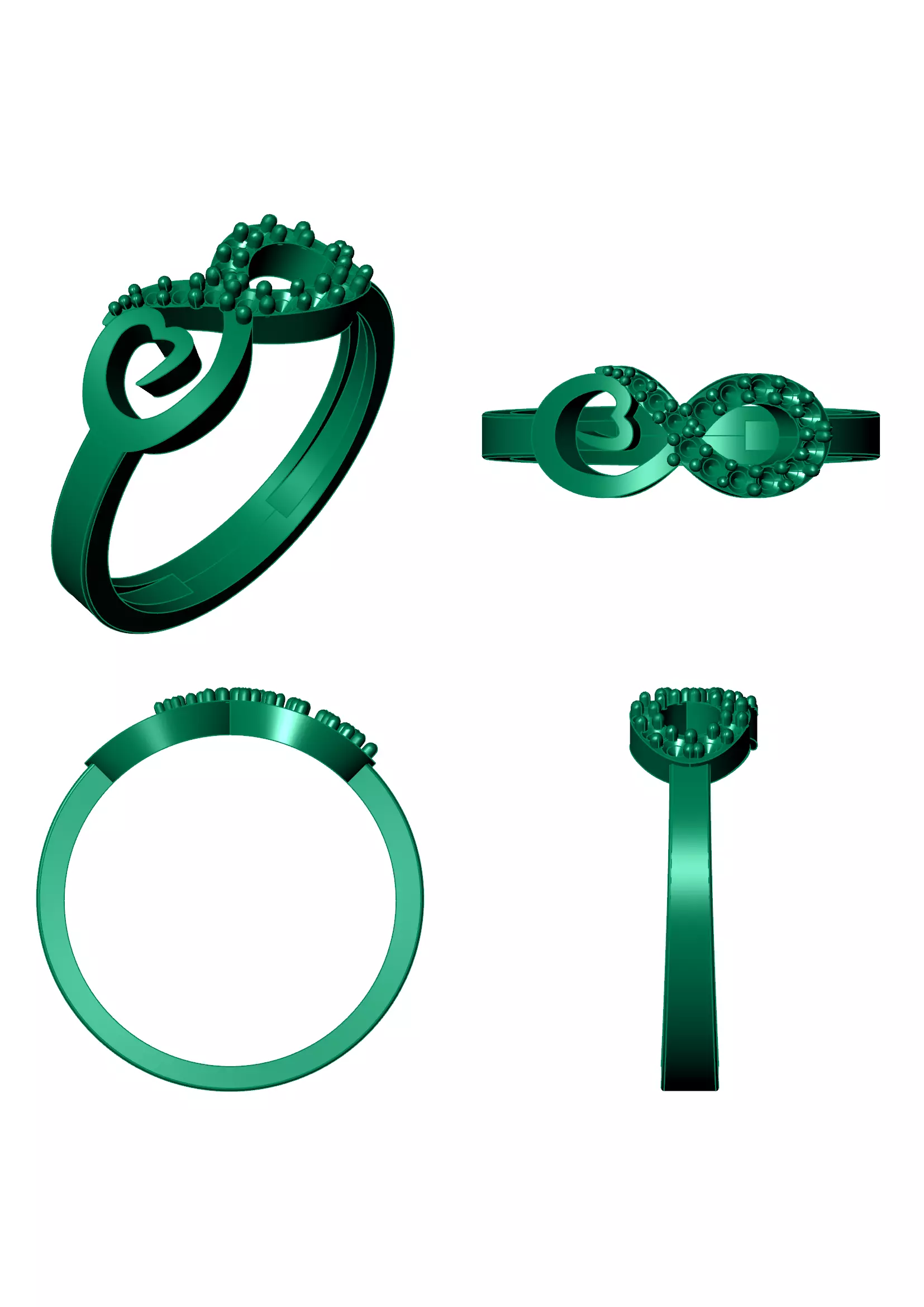 Infinity Diamond Ring - Elegant 14K Gold Fine Jewellery 3D print model_9