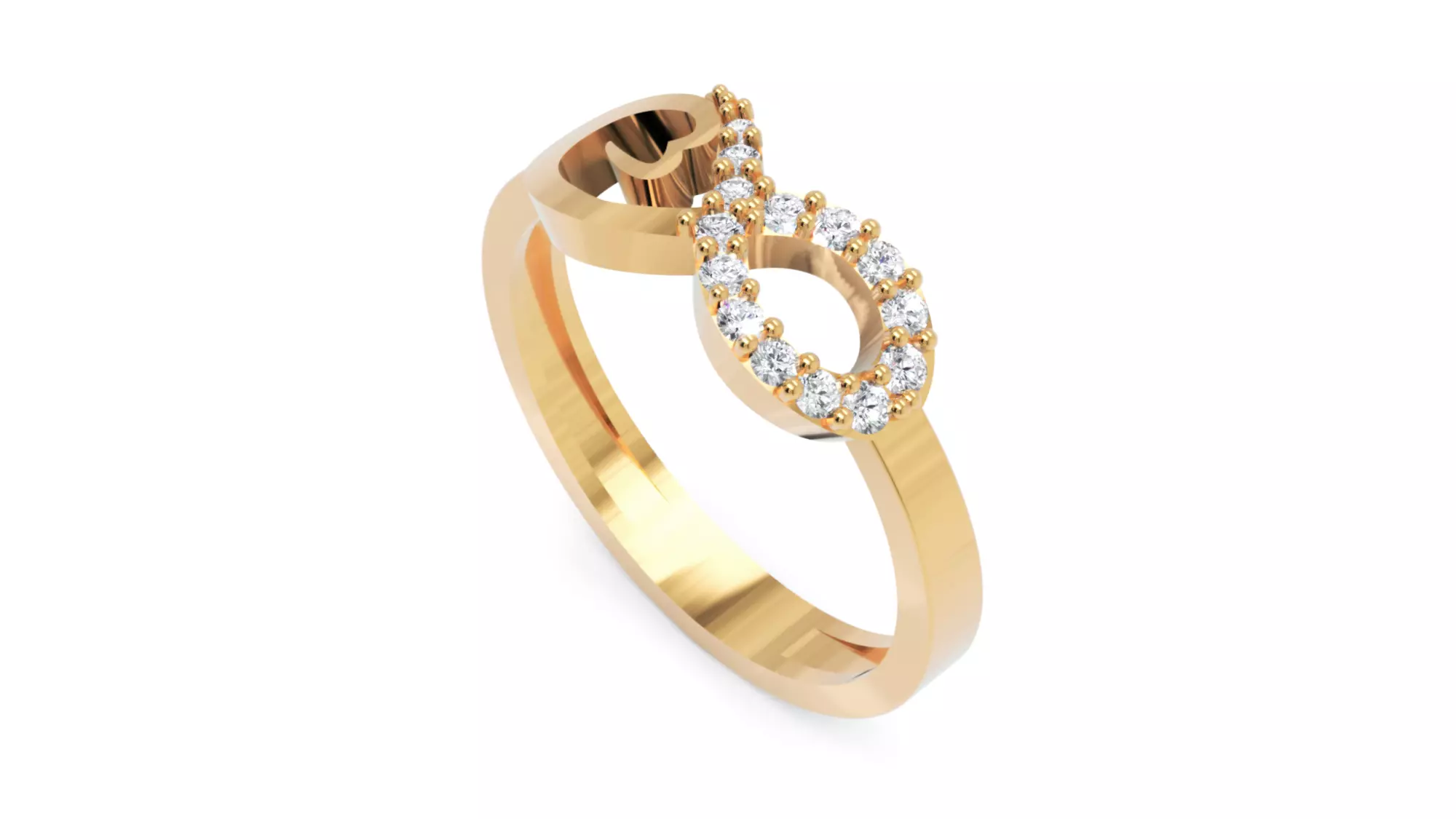 Infinity Diamond Ring - Elegant 14K Gold Fine Jewellery 3D print model_2