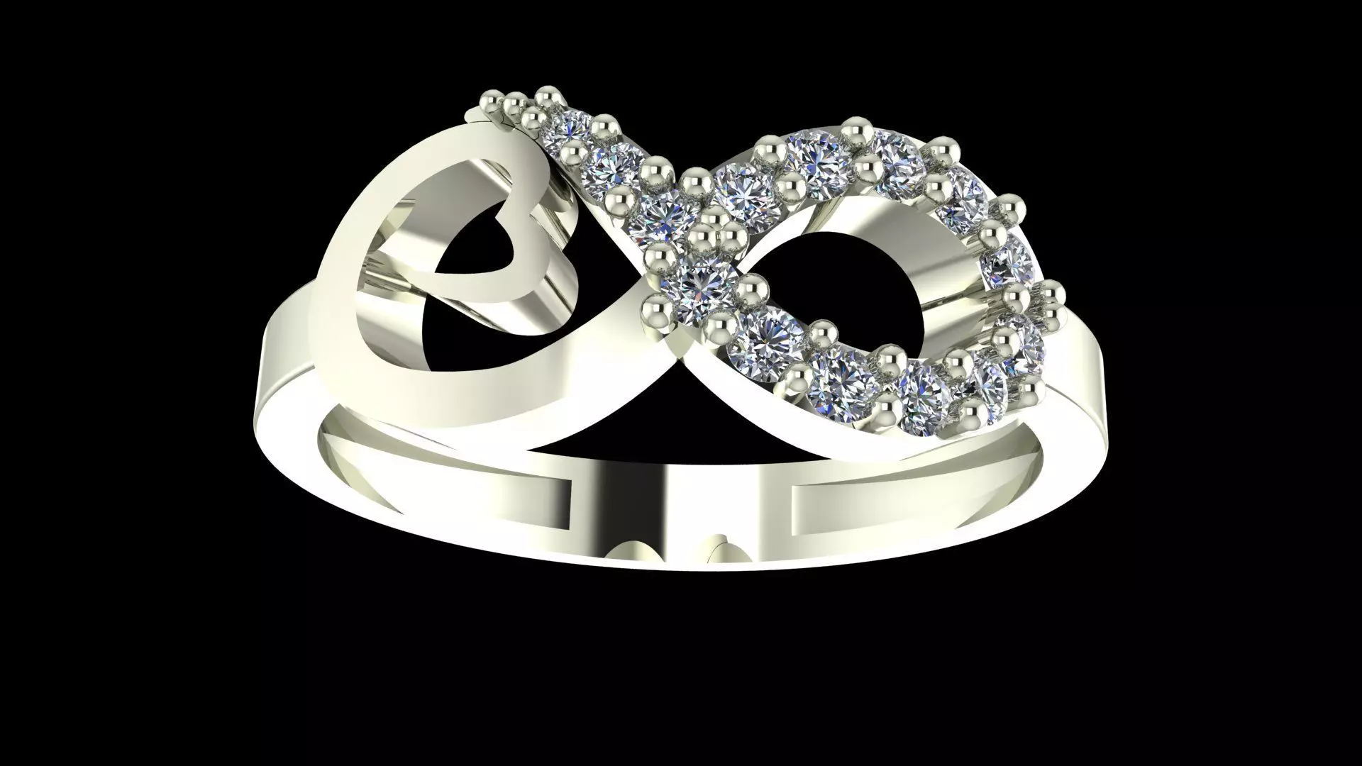 Infinity Diamond Ring - Elegant 14K Gold Fine Jewellery 3D print model_7