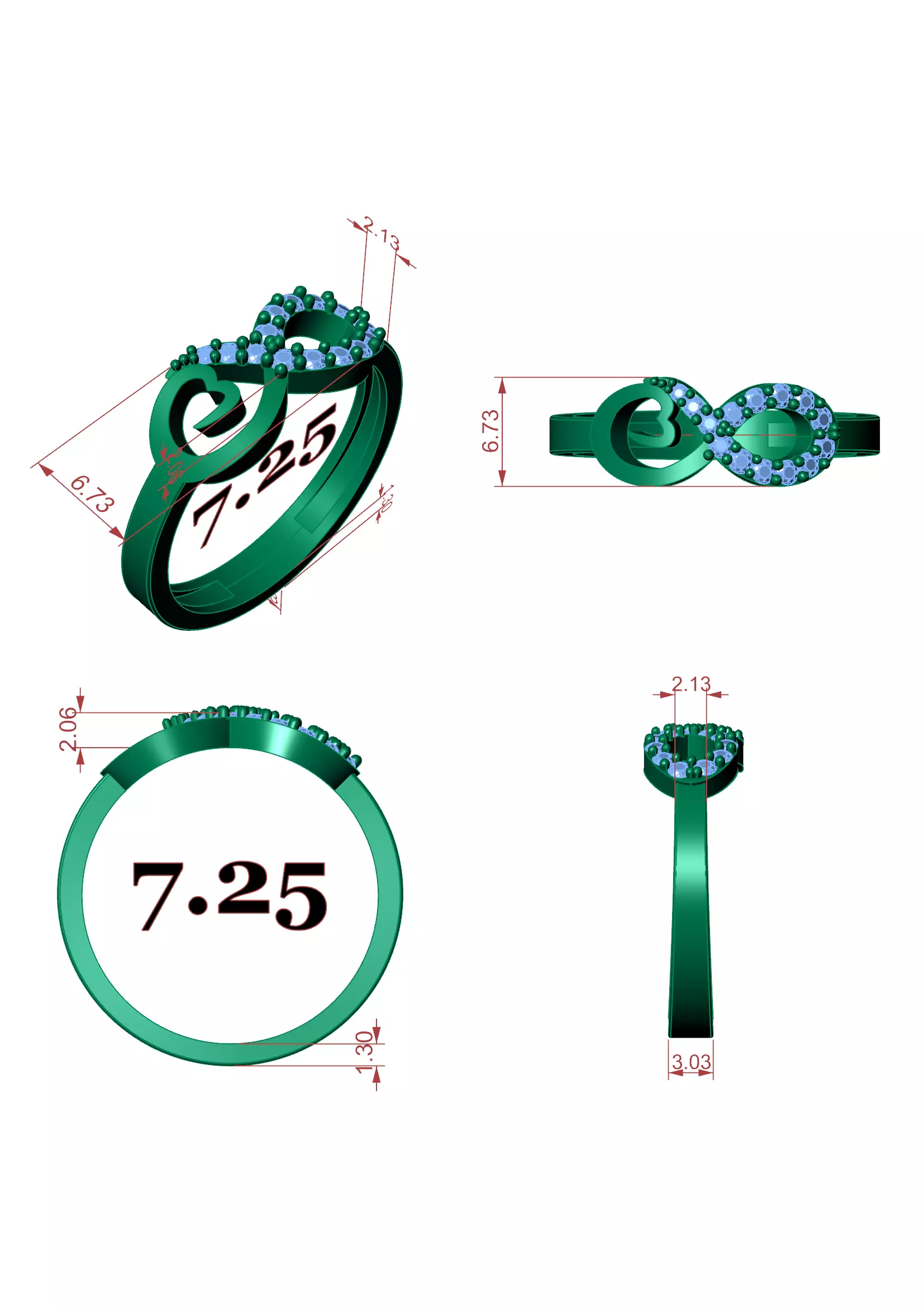 Infinity Diamond Ring - Elegant 14K Gold Fine Jewellery 3D print model_11