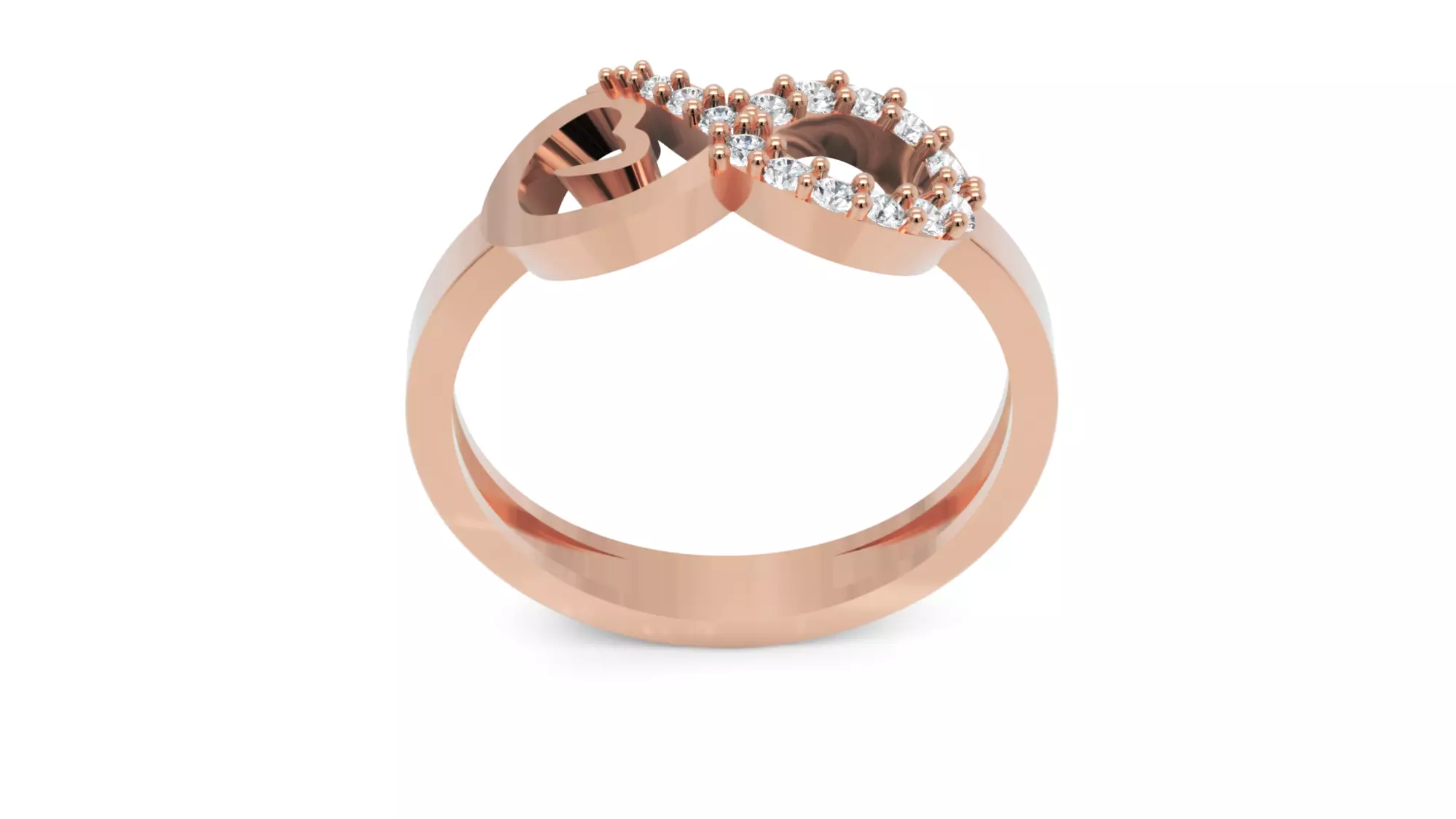 Infinity Diamond Ring - Elegant 14K Gold Fine Jewellery 3D print model_4