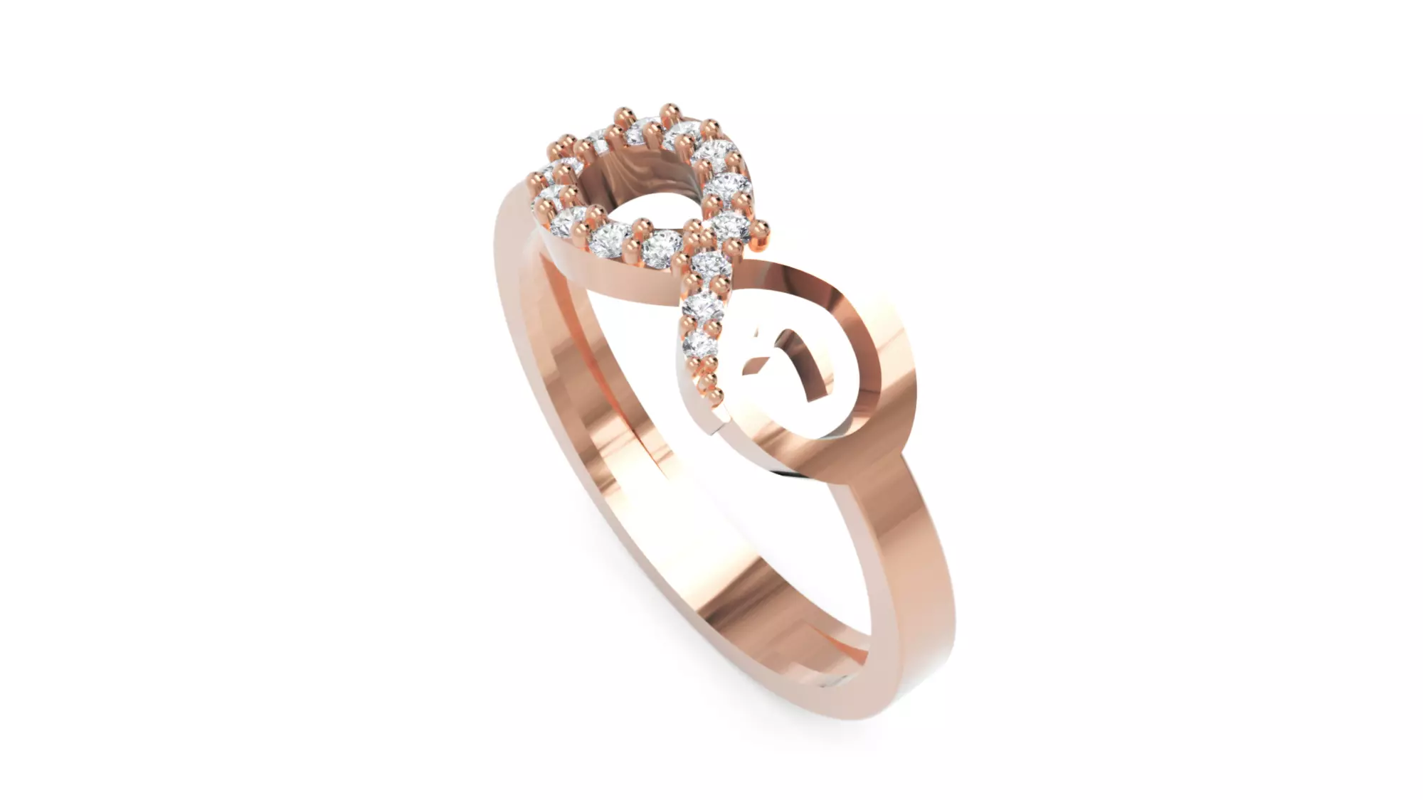 Infinity Diamond Ring - Elegant 14K Gold Fine Jewellery 3D print model_5