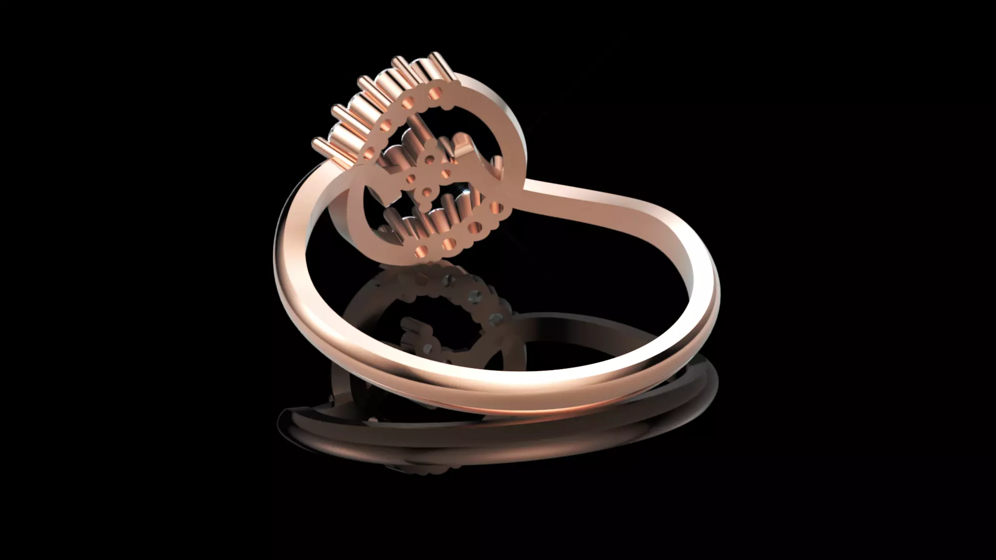 Circle Diamond Ring - Modern 14K Gold Fine Jewellery 3D print model_4