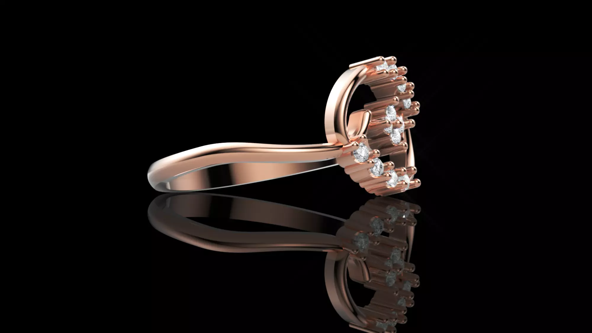 Circle Diamond Ring - Modern 14K Gold Fine Jewellery 3D print model_3