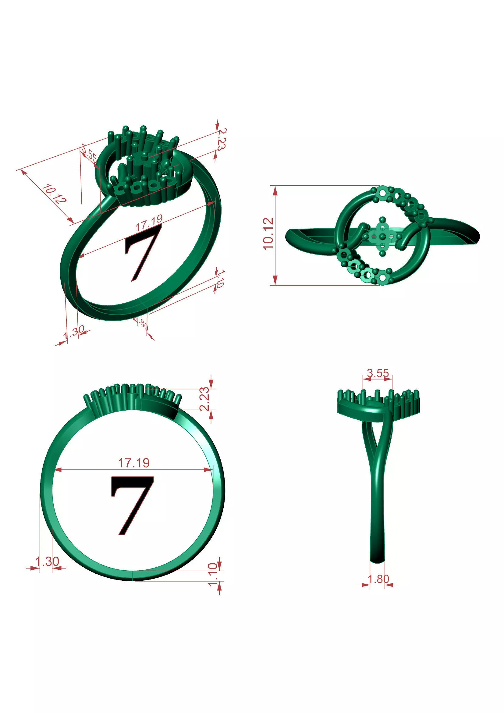 Circle Diamond Ring - Modern 14K Gold Fine Jewellery 3D print model_10