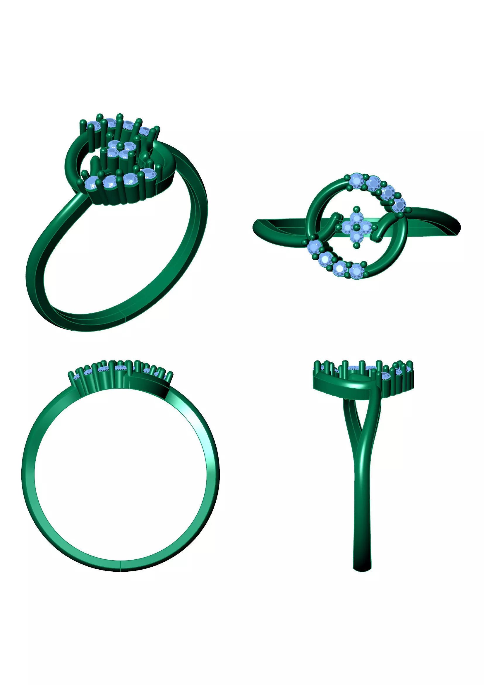 Circle Diamond Ring - Modern 14K Gold Fine Jewellery 3D print model_9