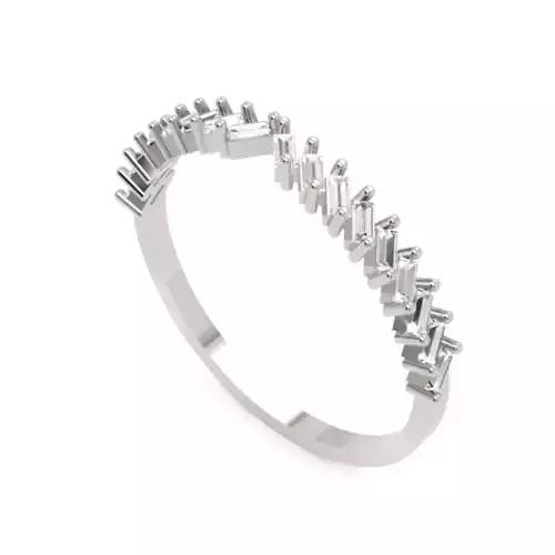 Baguette Diamond Band Ring - Modern 14K Gold Jewellery Model