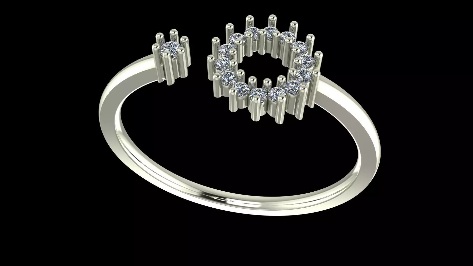 Circular Diamond Halo Ring - Modern 14K Gold Fine Jewellery 3D print model_8