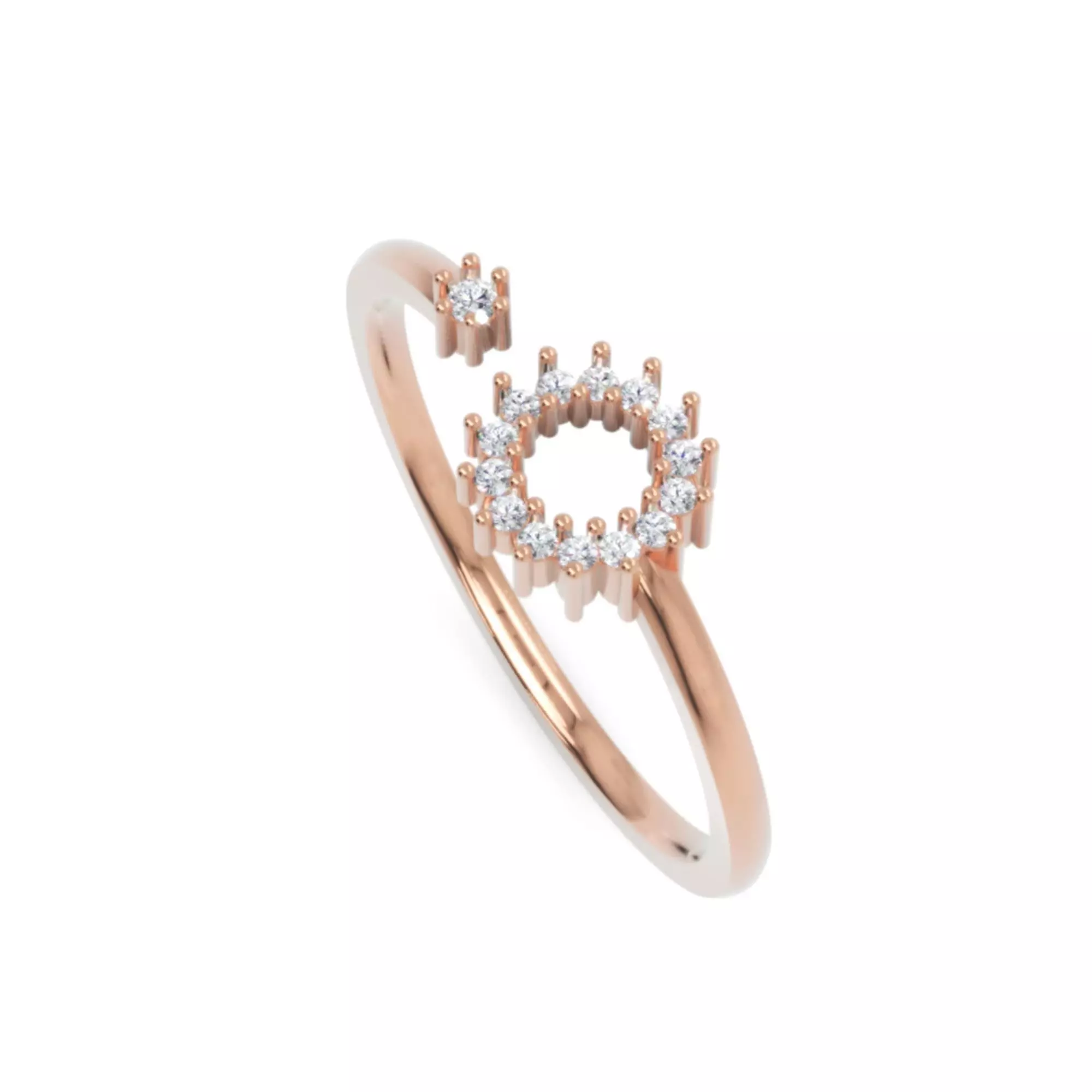 Circular Diamond Halo Ring - Modern 14K Gold Fine Jewellery 3D print model_4