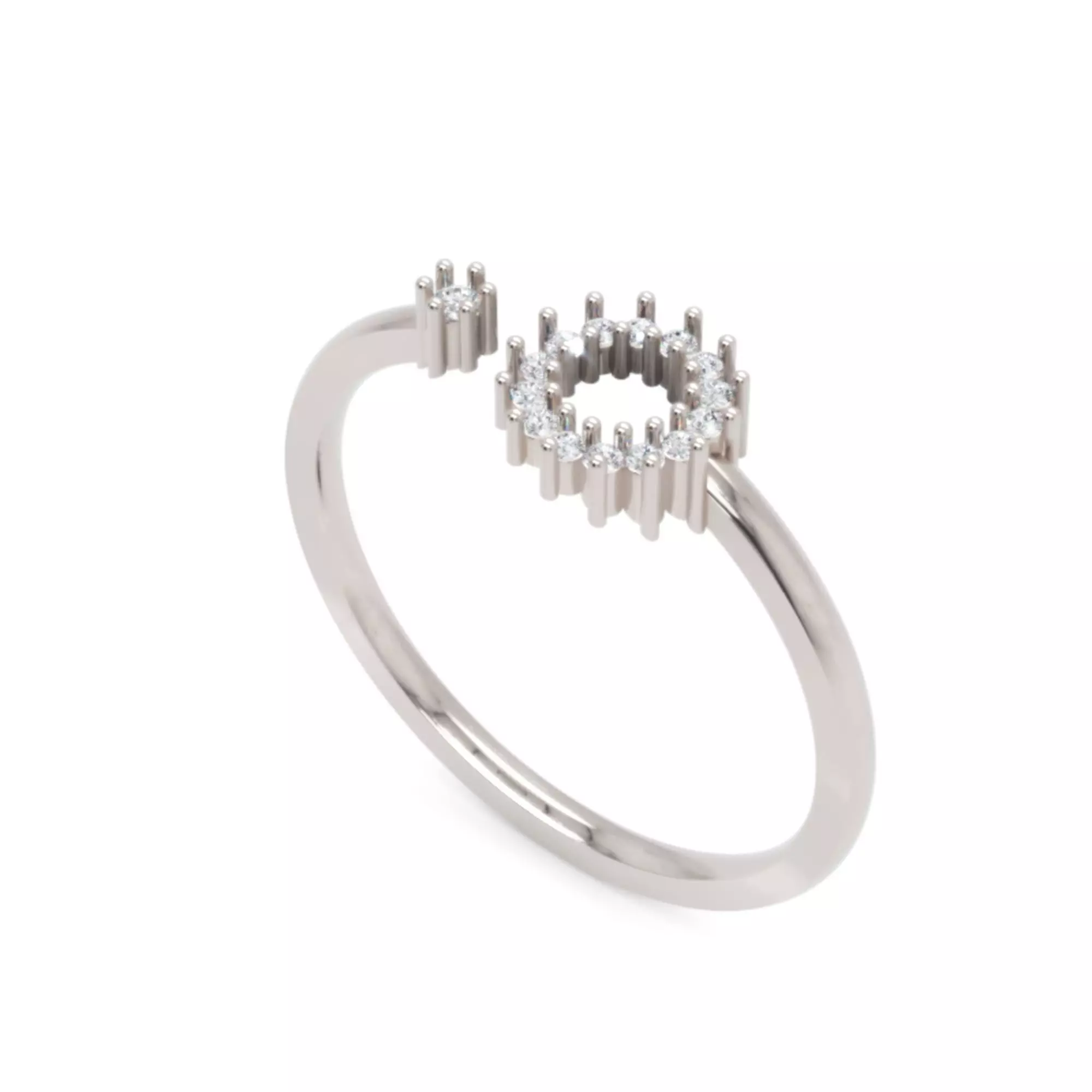 Circular Diamond Halo Ring - Modern 14K Gold Fine Jewellery 3D print model_0