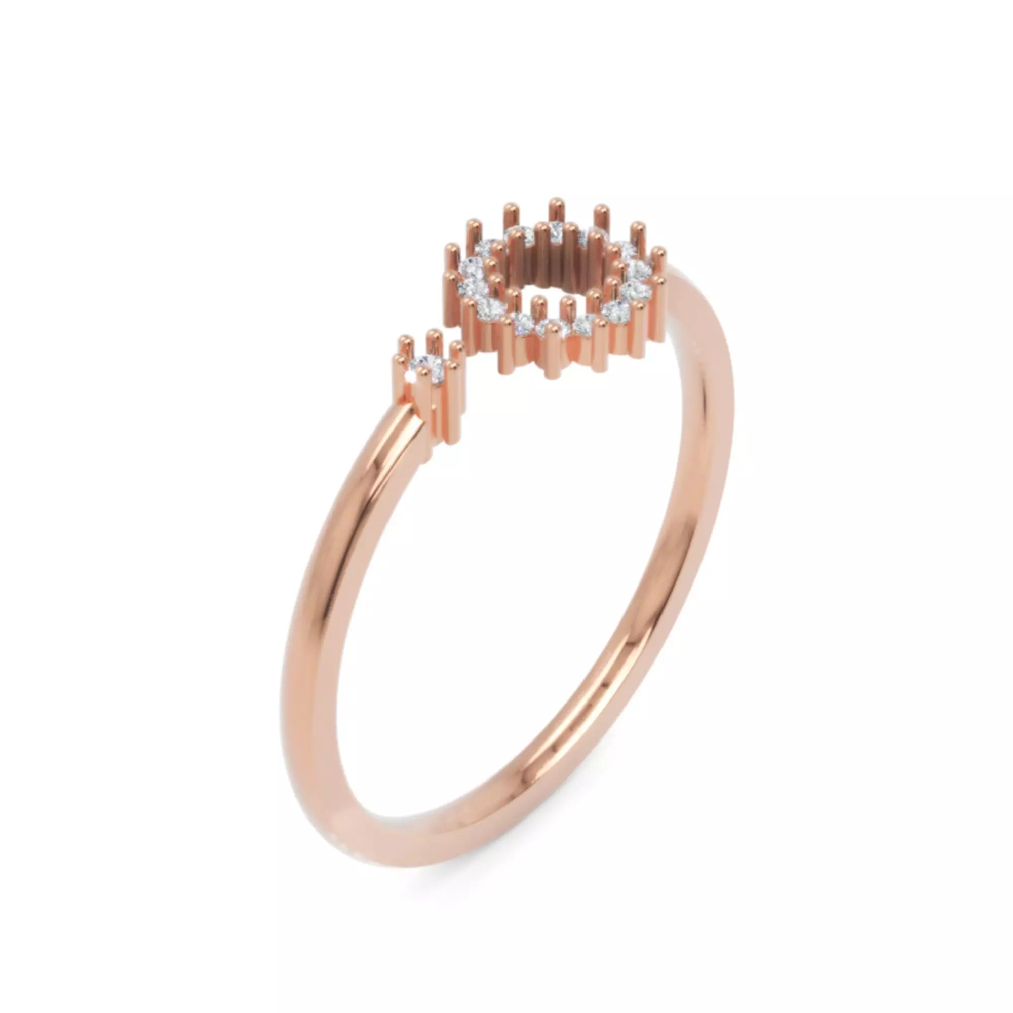 Circular Diamond Halo Ring - Modern 14K Gold Fine Jewellery 3D print model_5